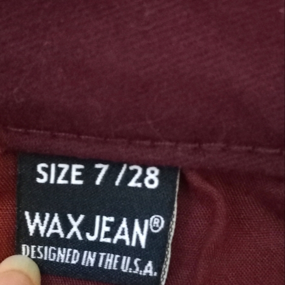 Wax Jeans Butt I Love You,High Rise Butt Lifting. Burgundy. Size 7/28 - Picture 7 of 10